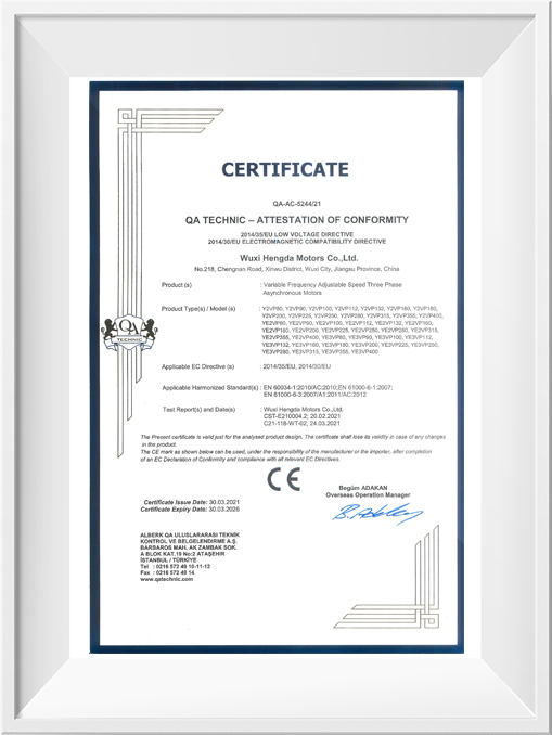 欧盟CE认证证书-Y2VP&YE2VP&YE3VP