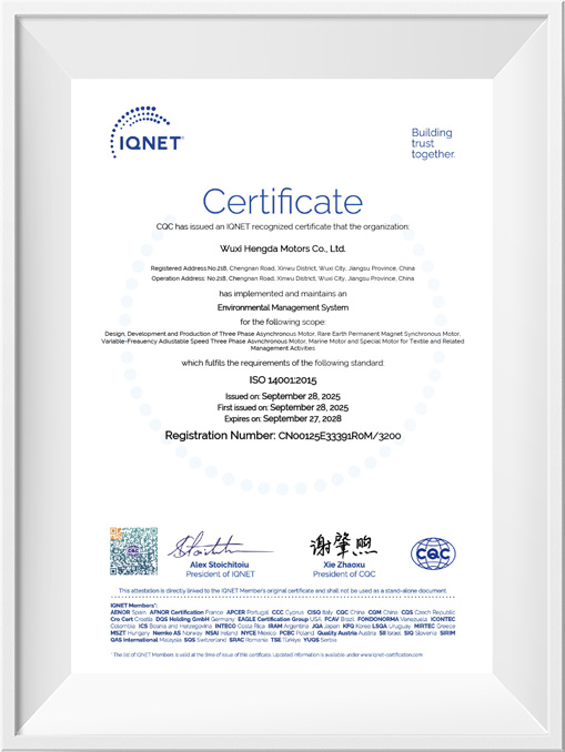 IQNet International Certification Alliance Certificate - ISO 14001
